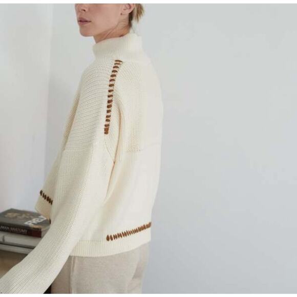 The Knotty Ones 'Sturmai' Merino Wool Turtleneck in Sea Salt - Picture 2 of 9